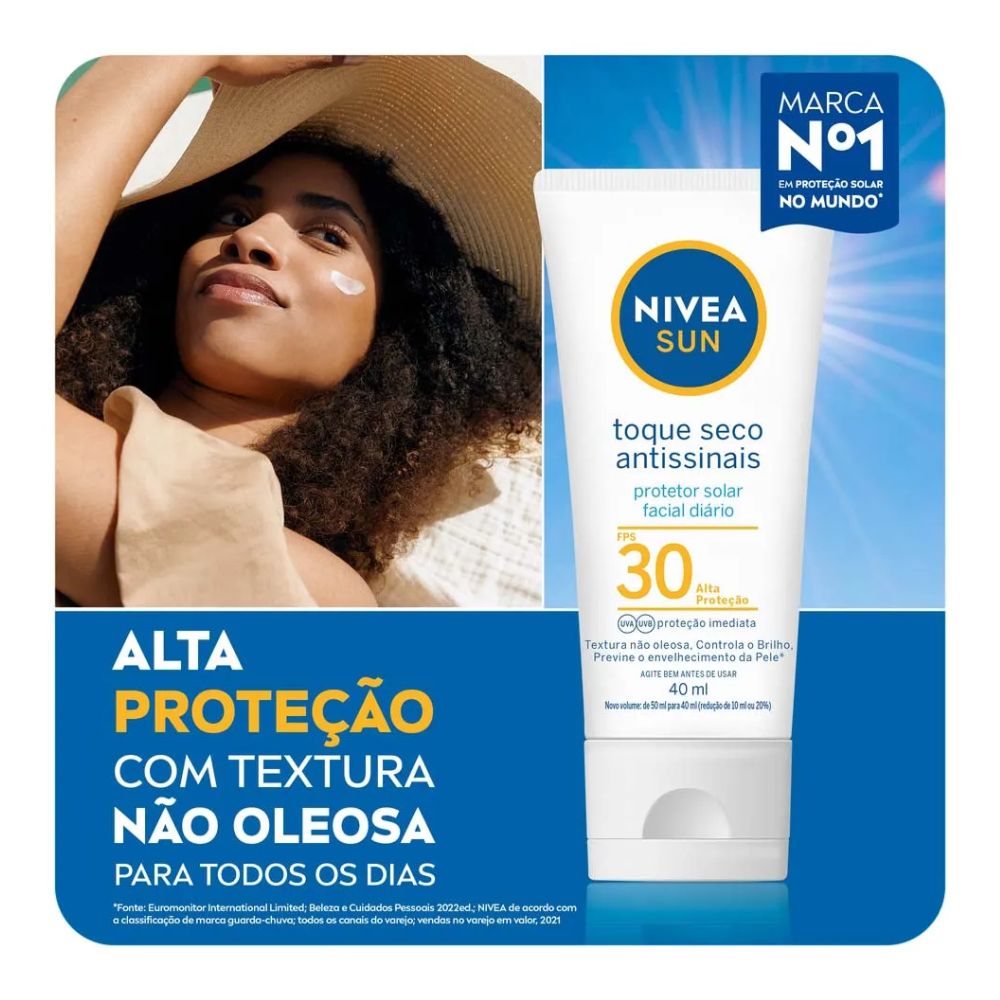 Nivea Sun – Protetor Solar Facial Toque Seco Fps 30 40ml 3 Nivea Sun – Protetor Solar Facial Toque Seco Fps 30 40ml - Imagem 3